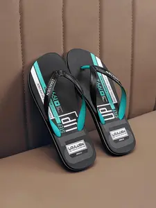 Men's Flip-Flops with Letter Print, Casual PVC Sandals, Comfortable Beach Shoes, Lightweight Slippers for Home, Bathroom, and Beach
