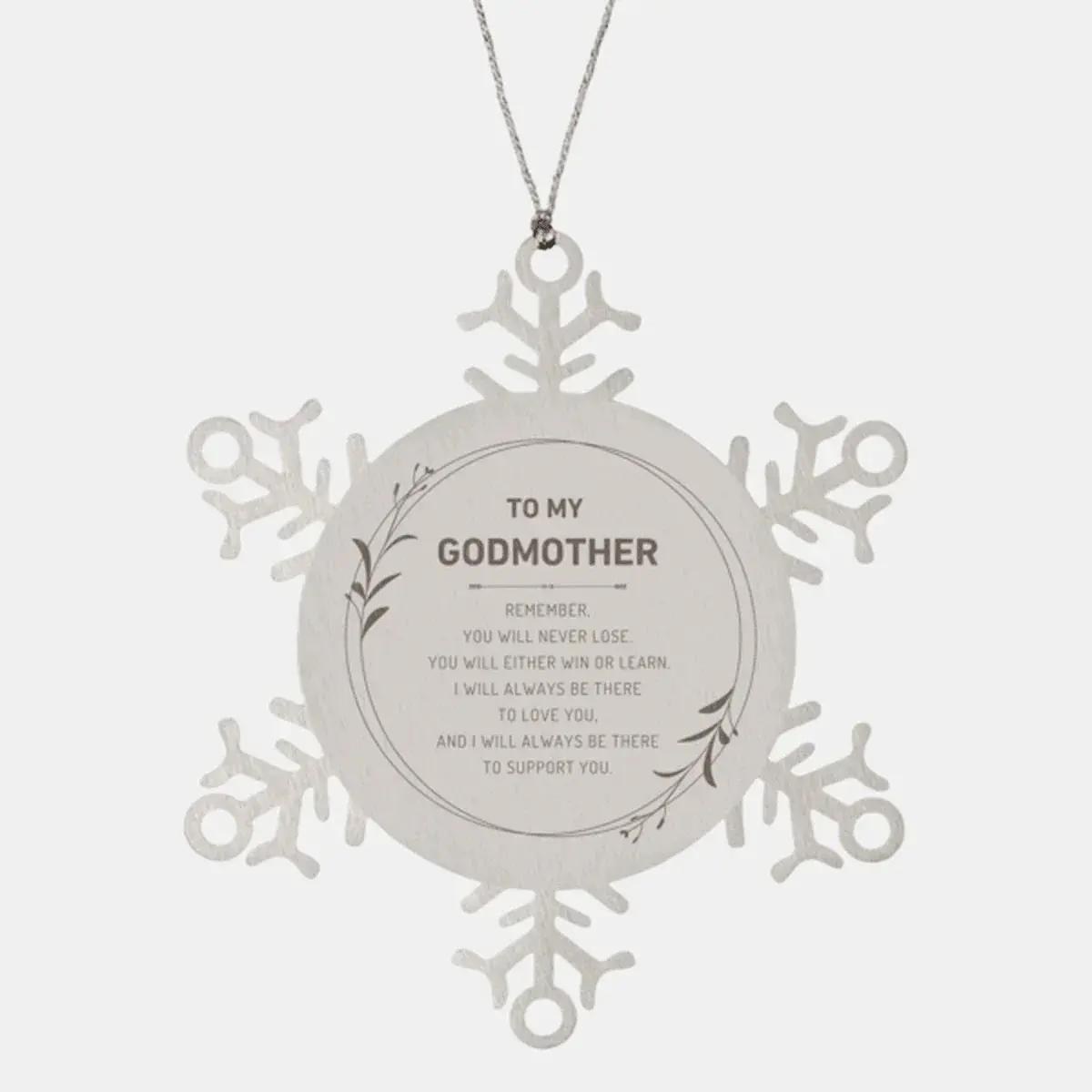 Godmother Ornament Gifts, To My Godmother Remember, you will never lose. You will either WIN or LEARN, Keepsake Snowflake Ornament For Godmother, Birthday Christmas Gifts Ideas For Godmother X-mas Gifts