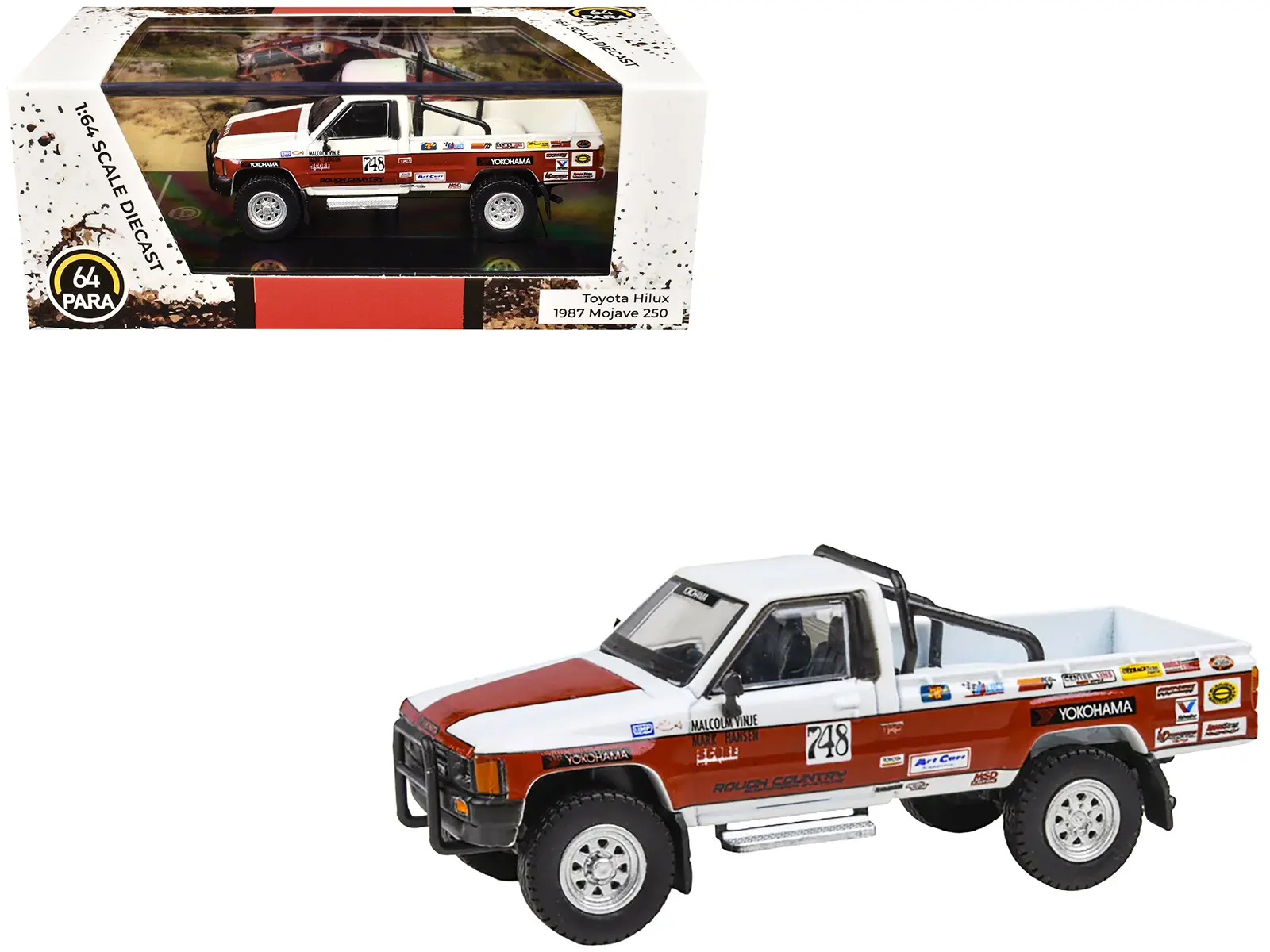Toyota Hilux Pickup Truck #748 Malcolm Vinje - Mark Hansen "Mojave 250" (1987) 1/64 Diecast Model Car by Paragon