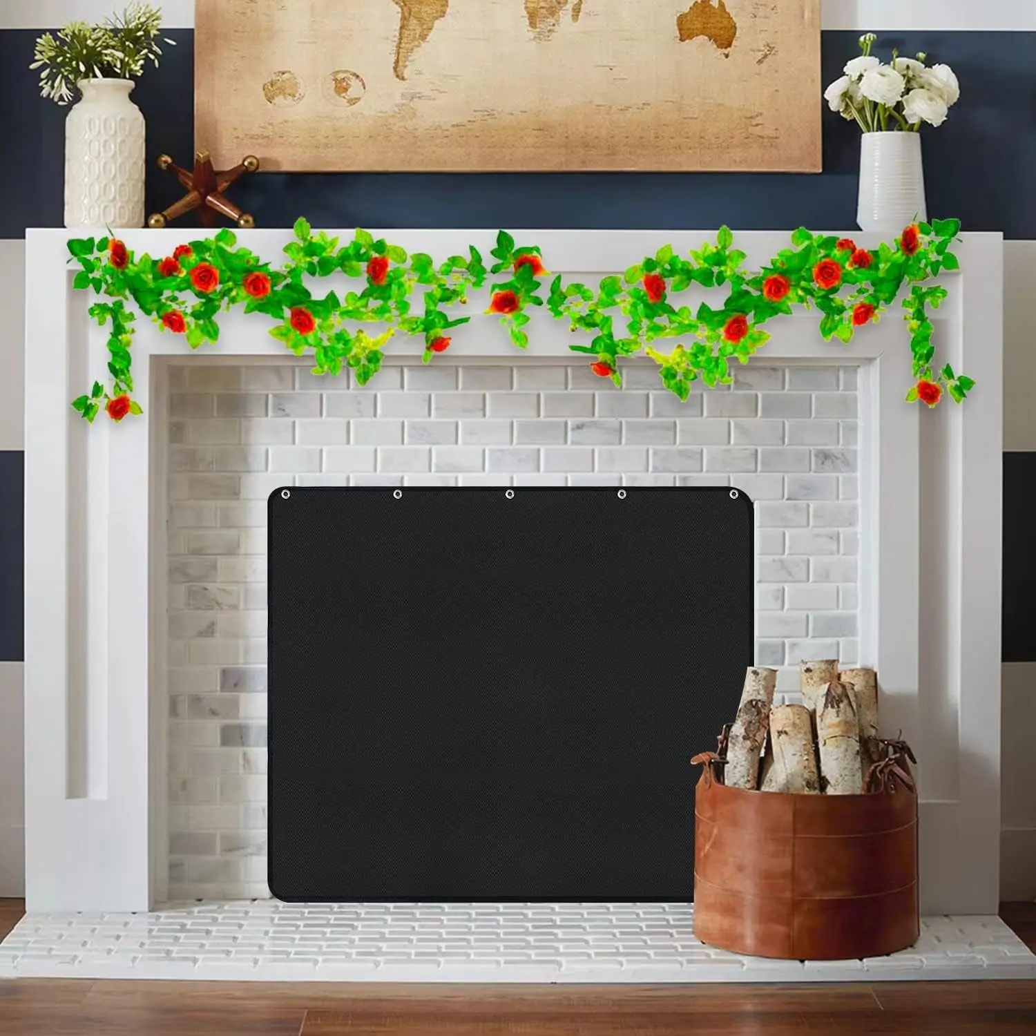 Magnet Fireplace Cover, Black Color, (39" W x 32" H)