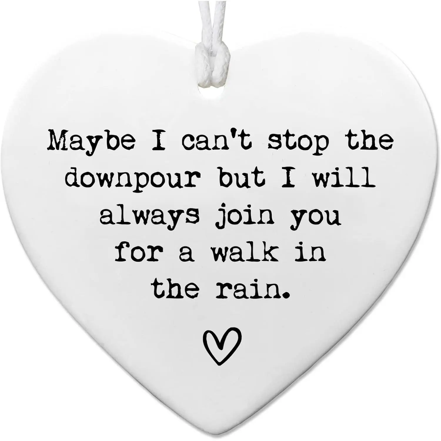 Friendship Gifts for Women, Ceramic Heart Keepsake Ornament "Maybe I Can't Stop the Downpour" Encouragement Keepsake for  , Sister, Tough Times Support with  Box, 3 Inch