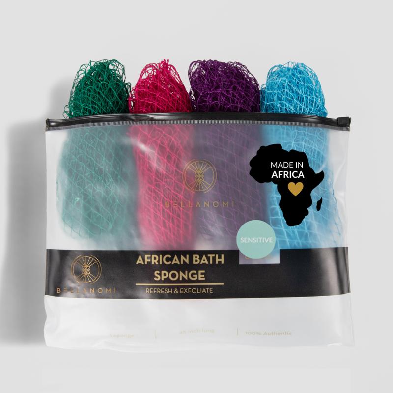 4 Pack African Exfoliating Net Sponge Bundle, Best Value for Sensitive Skin, Ethically Sourced From Nigeria, bath sponge