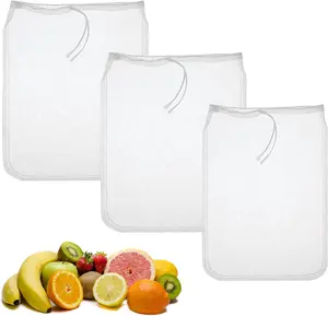 Nut Bag Strainer 3 Pack 12" (2 of 12"X10" + 1 of 9") Reusable Nylon Cheese Cloths Fine Mesh Food Strainer Multiple Food Mesh Cold Brew Filter Strainers Bag for Straining Juice Tofu Greek Yogurt Tea