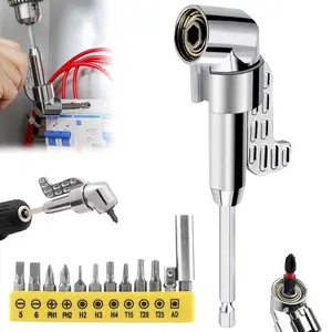 105 Degree Right Angle Drill Adapter,2025 New Upgraded Right Angle Drill Bit Attachment， Extension Bit Power Screwdriver Socket Adapter, 1/4" Hex Shank Driver Angle Drill Attachment（Long）