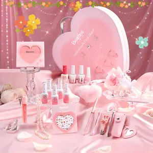 【Exclusive to TikTok】Beetles HEARTBEAT Gel Nail Polish Gift Box,  Gel Polish Set with Base Top Coats Nails Tools, Complete DIY Manicure Set for Home Salon Spring Nail Taste of Spring