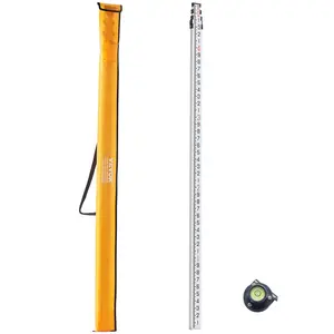 VEVOR Aluminum Grade Rod, TikTokShopBlackFriday, 16-Feet/10ths 4 Sections Telescopic Measuring Rod,Double-Sided Scale 1/10ft Leveling Rod Stick,Aluminum Alloy Survey Rod w/ Bubble Level &Carrying Bag for Houses,Walls,Floors