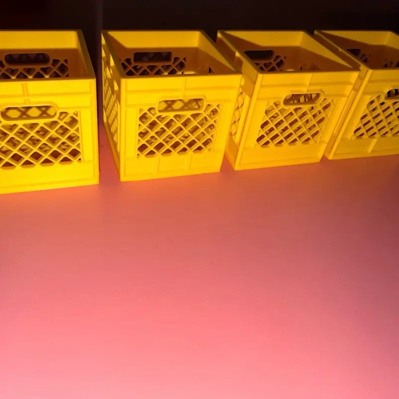Set of 4 Mini Yellow Plastic Milk Crates, Desktop Storage Bins, Toy Organizer
