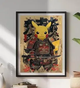 Pikachu Samurai: Japanese Tapestry Art Style Anime Poster - Printable Wall Art