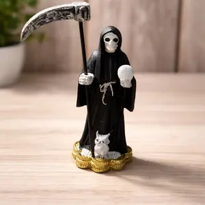 Santa Muerte Negra 3.5” Estatua | Figura Espiritual Protección y Fuerza