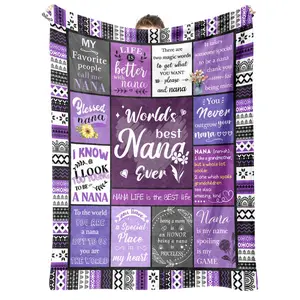 A Nana Mother'S Day Gift, Grandchildren'S Birthday Gift For Grandma, Grandma'S Birthday Present, Purple Heartwarming Grandma Blanket