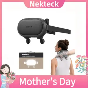 Nekteck Cordless Neck Massager with Heat, Shiatsu Back and Shoulder Massager, Deep Tissue 6D Kneading Massage Pillow for Neck and Back Pain Relief