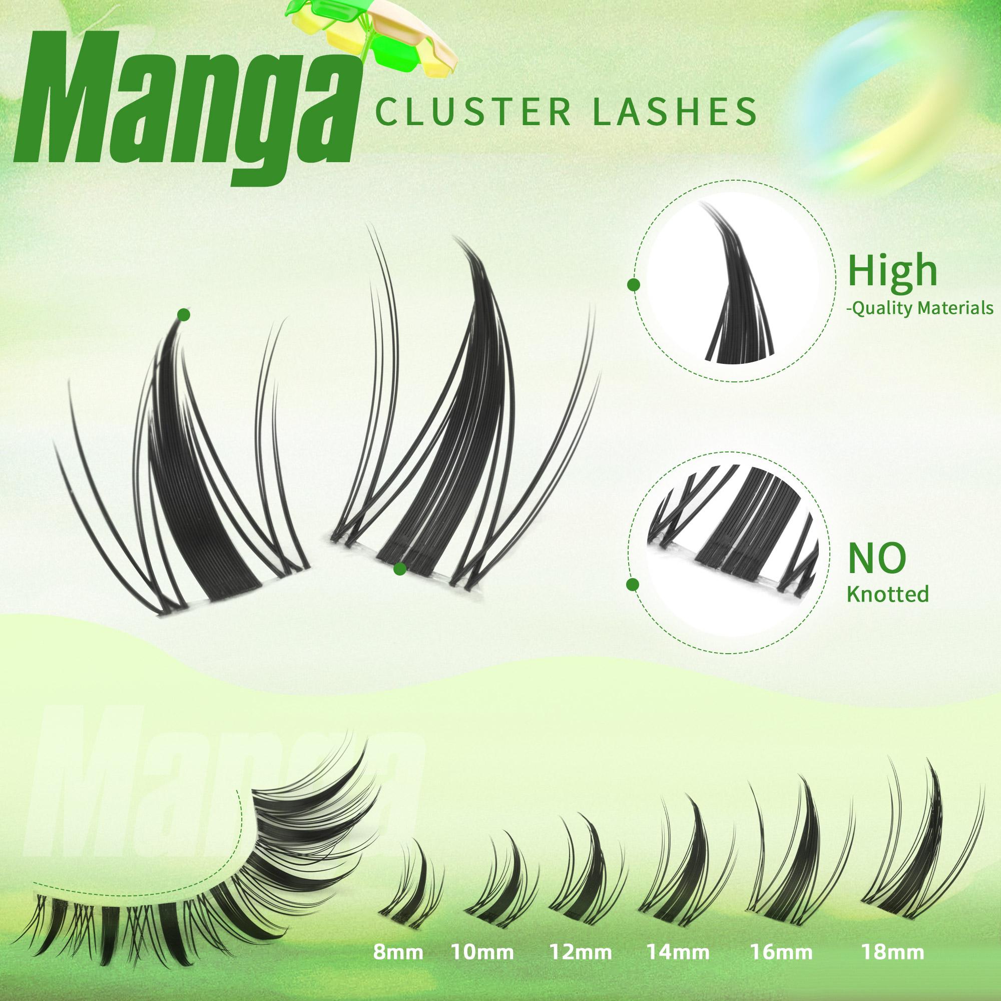 Geeneiya Manga Lashes Waterproof DIY Lash Extension Kit, 8-18MM Wispy Lash Clusters Kit, Ultra-thin Soft Band Eyelash Extension Kit with Lash Bond and Seal, Professional Lash Remover, Tweezers for Girls Gift Makeup Cosmetic TikTokShopBlackFriday