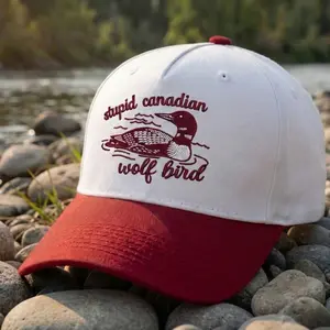 [Made-To-Order] Stupid Canadian Wolf Bird Embroidered Cap, Heated Rivalry Hat, Hockey Fan Gift