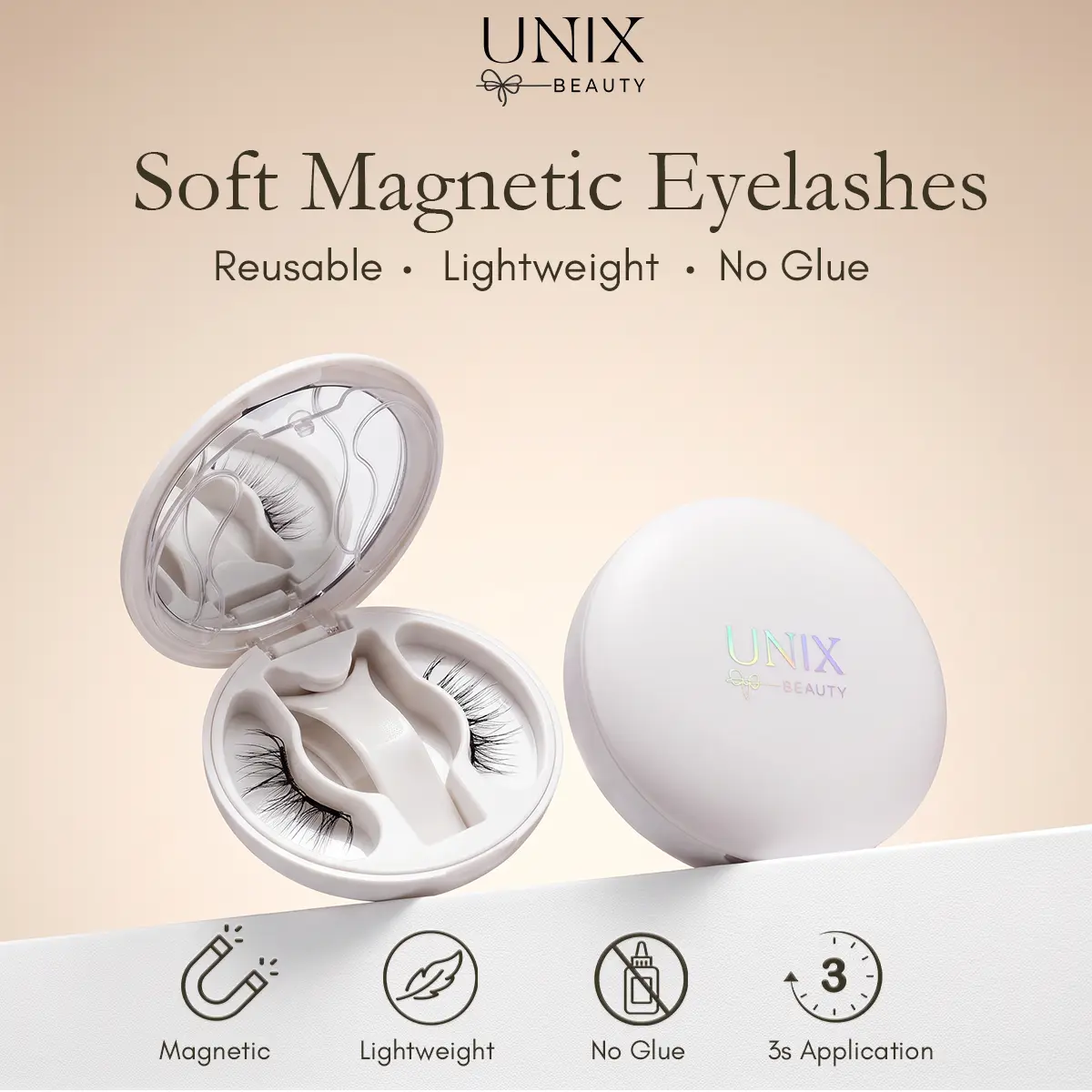 New Unix Beauty All-in-1 Soft Magnetic False Eyelash Cluster Set, Lightweight Reusable Waterproof No-Glue Makeup Cosmetic, Perfect Gift for Girlfriends