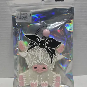 Freshies Air Freshener Cute Cow Cherry Leather Scented Car Home Closet Office