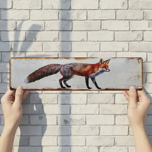 Fox - Vintage Style Street Sign - Aluminum Wall Art & Room Decor for Garage Bar Bedroom Farmhouse Home - 16" x 4" Rust Free Metal Poster