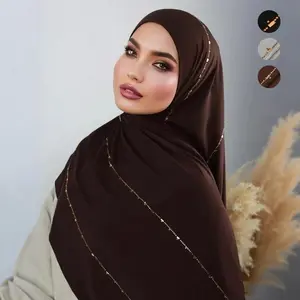 Turkey Muslim Women Plain Modal Diamond Jersey Hijab Scarf
