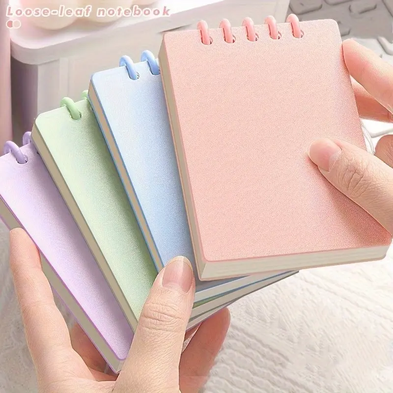 Portable A7 Pocket Notebook Set of 4, 160 Pages Mini Diary, Planner Notebook, Flip Page Style, Loose Leaf Notepad, Ideal for Classroom Vocabulary, Accounting, Office Planning, Office Stationery, Stationery Supplies