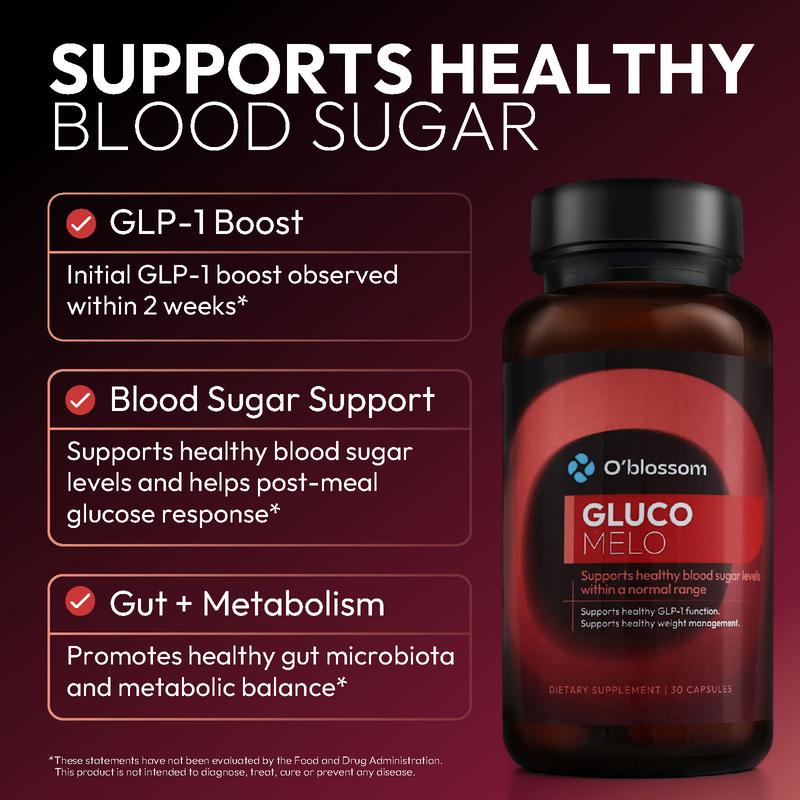 O'blossom Gluco Melo Capsules for Healthy Blood Sugar & Metabolism Support with Eriomin Chromium Picolinate & Alpha Lipoic Acid for Optimal Cellular Function Healthcare