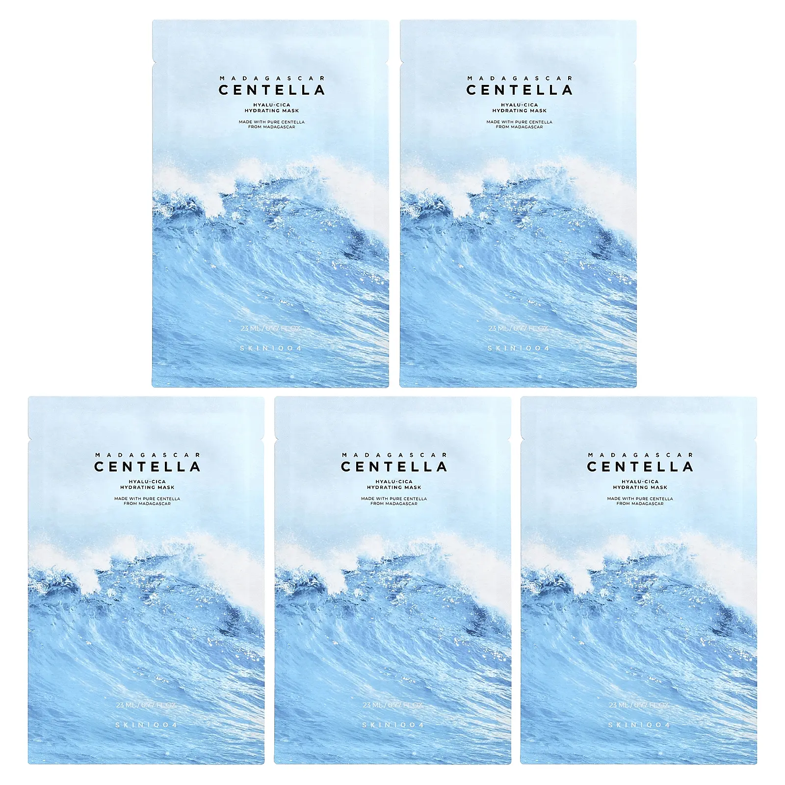 SKIN1004 Madagascar Centella, Hyalu-Cica Hydrating Beauty Mask, 5 Sheets, 0.77 fl oz (23 ml) Each