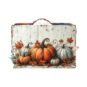 Retro Autumn Harvest Pumpkin Metal Sign: 12x8 Inch Waterproof And Rust-Resistant Wall Decoration - Perfect For Homes, Bars, Farmhouses