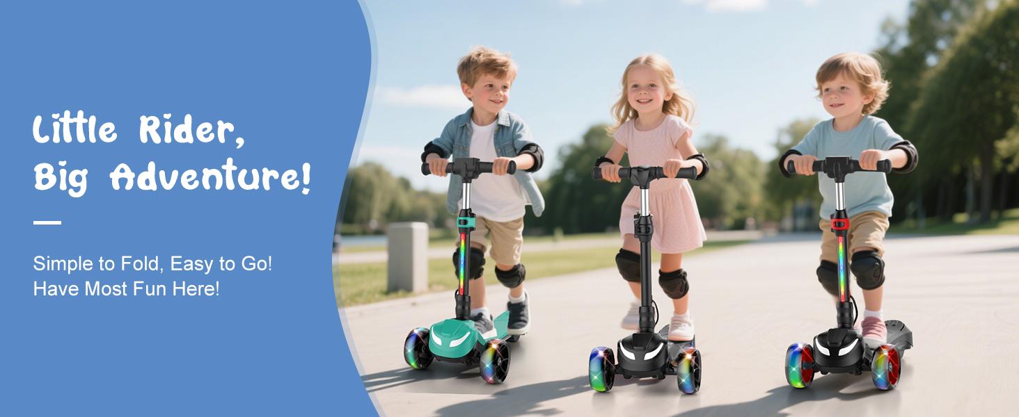 【Kids Love It!】3-Wheel Electric Scooter for Kids Ages 3-8, Electric Kick Scooter with 2 Speed Settings, Long Battery Life, Bluetooth Speaker, Flashing LED Wheels, Lightweight & Stable for Boys Girls
