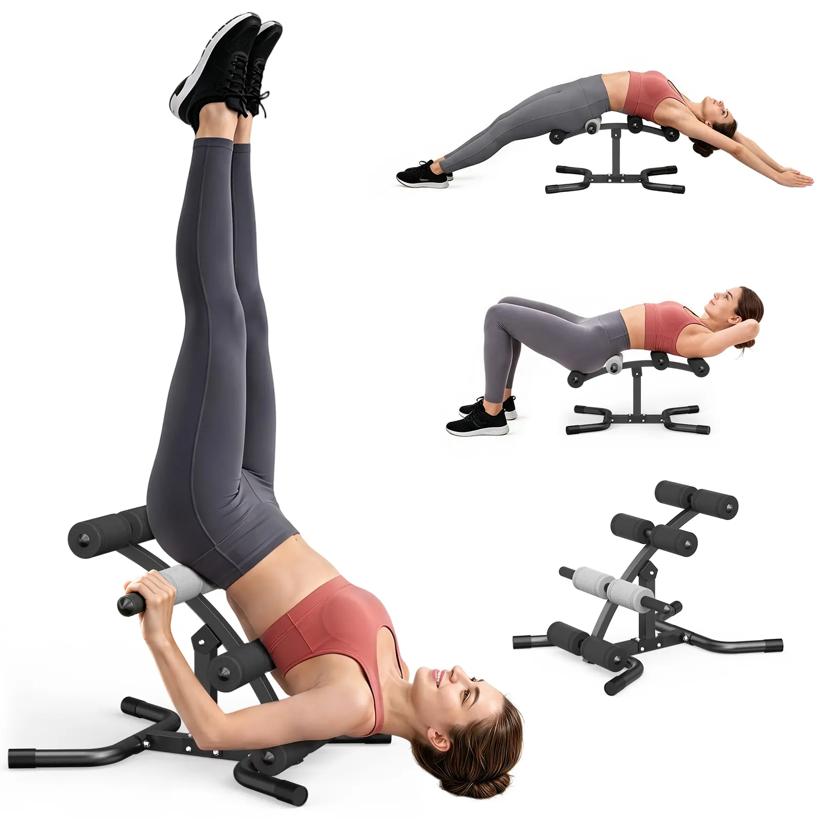 RELIFESPORTS Multi-Functional Inversion Table - Reinforced Alloy Steel Home Fitness Equipment, Thick Comfort Massage Foam Rollers, Compact Foldable Space-Saving Design for Core Training, Stretching