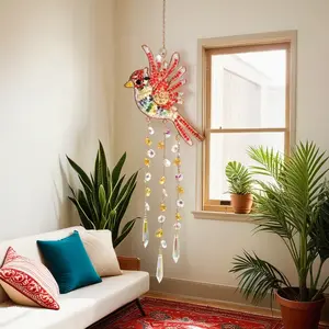 Popular TikTok Holiday Gift –  Boho Room Decor Crystal Bird Handmade Red Cardinal Light Catcher Ornament for Home Decor with Handcrafted Artistry and Unique Design Hanging Hangable Decoration