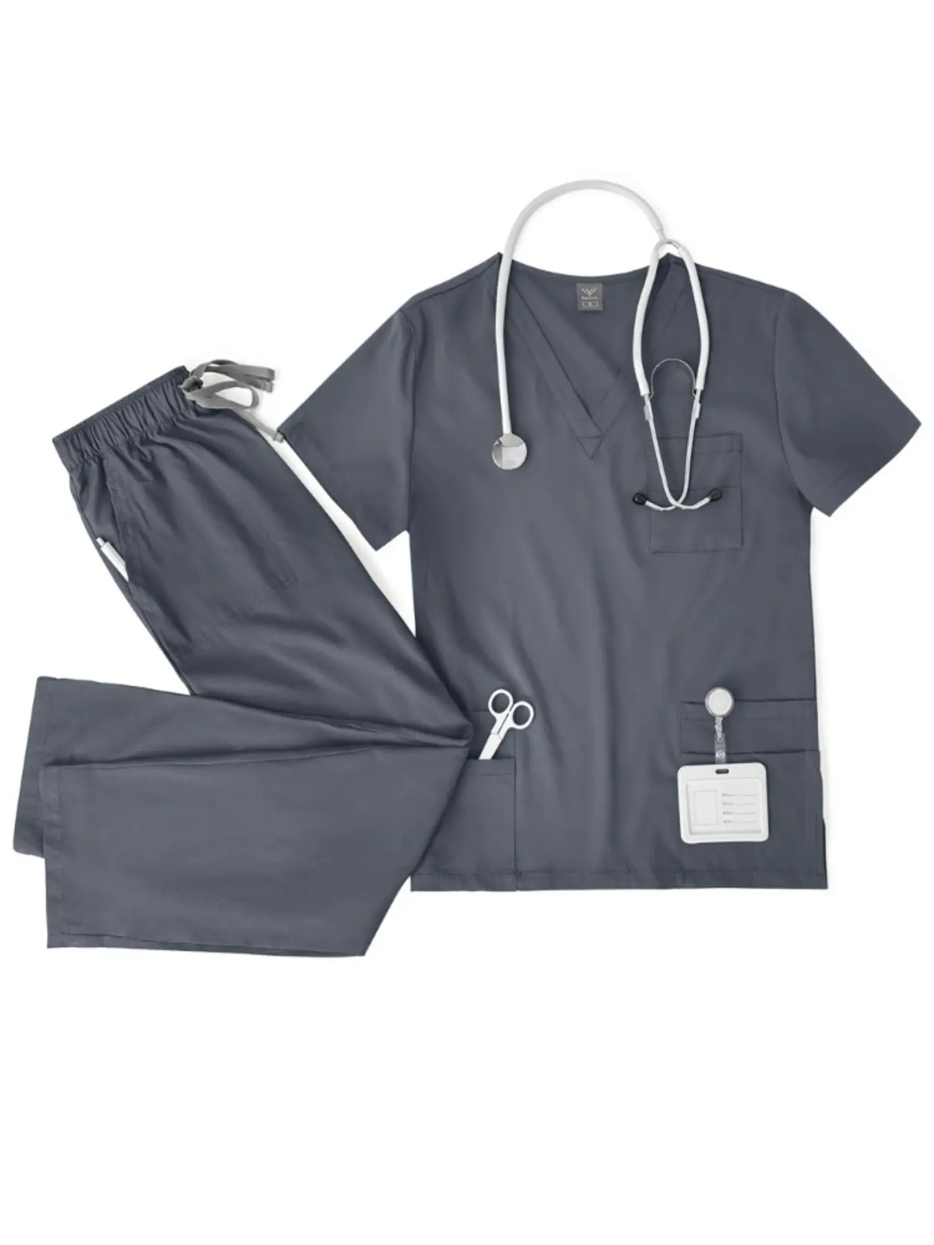 Quick Dry Nurse Outfit V Neck Scrubs Set Nurse Scrub Uniforms Thin Fabric Double Pockets Washable Comfort Fitted Casual Medical Uniform Workwear Work Clothes Women