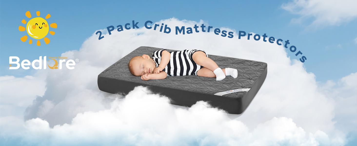 SpringGlowUp【BEDLORE】Luxury Waterproof Crib Mattress Protector – Ultra-Soft, Noiseless & Breathable Toddler Bed Cover. Quilted for comfort, this machine washable pad fits standard 52"x28" cribs—perfect for nursery, bedwetting, and overnight protection.