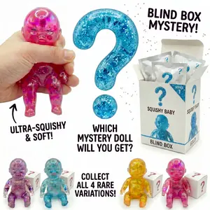 Blind box random baby soft glitter slow rebound,edge control squishy dumpling squishy smushers squishy，baby-style sensory stress relief toy, soft and cute squeeze desk decoration gift，anxiety relief gift, holiday party gift (random style)