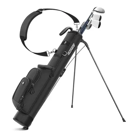 Findway Unisex 420D Nylon Rhombic Jacquard Fabric Golf Stand Bag - Tough, Light, 3 Functional Pockets, 3-Pocket Organize, Multi-Compartment, Adjustable Strap, Golf Equipment for 18-Hole Walking Rounds, Driving Range (Visit the Findway Store)
