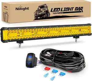 Nilight Side Shooter LED Light Bar 20Inch Triple Row Spot Flood Combo Yellow Beam Led Work Light with 5Pin Rocker Switch Wiring Harness Kit for Off-Road Light on Truck SUV ATV UTV  dealsforyoudays