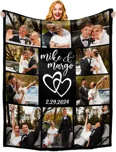 Wedding Anniversary Blanket Gifts for Women Men - Custom Blanket with Picture, Best Romantic Anniversary Marriage Gifts for Him Her Wife Husband Couple, Customizable Photo Girlfriend Boyfriend Blanket