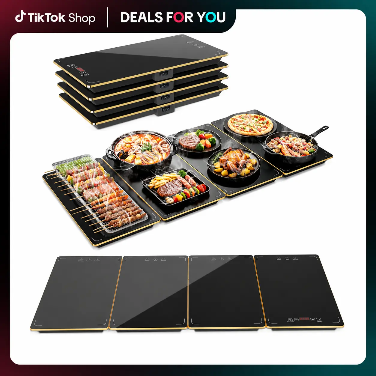 Electric Warming Tray Kitchen Appliance - 4-in-1 Buffet Warmer with 33"x15" Glass Surface, 9 Temperature Settings, Panel Ready Countertop Food Warming Hot Trays, Countertop Hot Trays