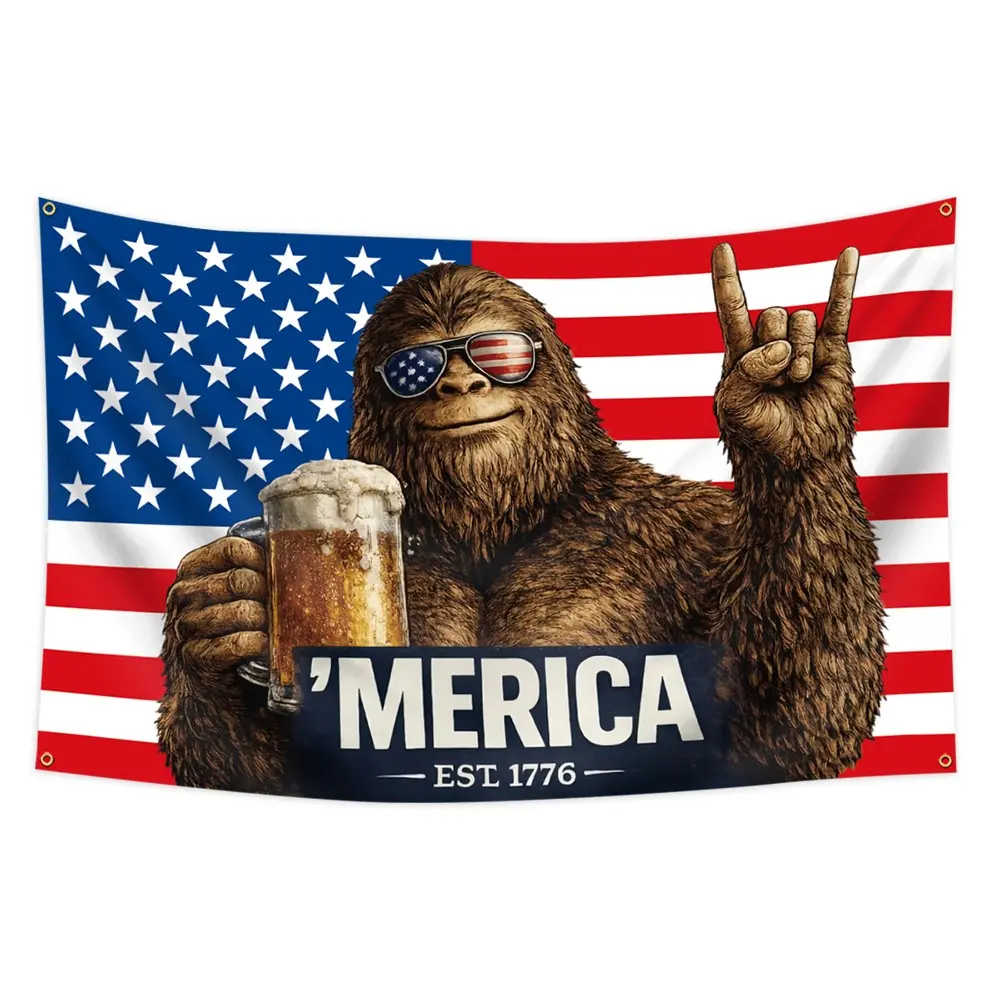 American Bigfoot Flag, Funny Tapestry, Wall Hanging Tapestry, Fun Gorilla Pattern Wall Decor, Ideal for Dorm Rooms, Bedrooms, Living Rooms, Indoor Decoration, Wall Tapestries