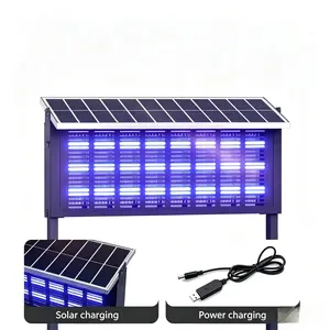 3 LED Tube Solar-Powered Electronic Mosquito Zapper Lamp, Portable USB Rechargeable Fly Insect Trap, Dual-Use Hanging or Standing Design, Ideal for Outdoor Backyard, Camping