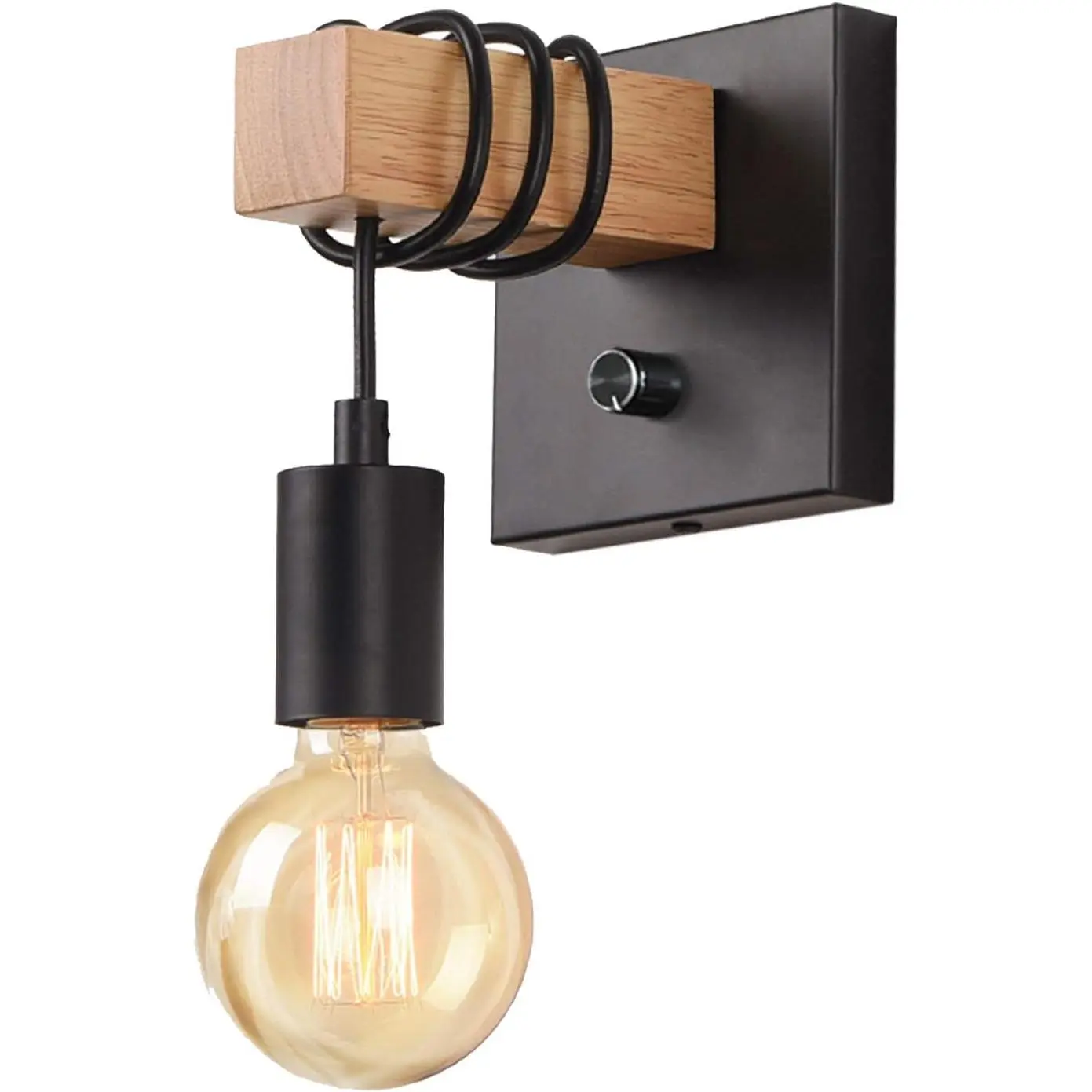 Black Wall Sconces Dimmable, Edison Wall Light with ON/Off Dimmer Switch, 1-Light Industrial Farmhou Wall Lamp for Barn Kitchen, Living Room, LG9928784