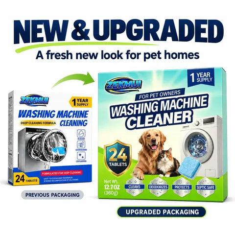 ZEKMUI Household Antimicrobial Cleaner Tablets, 24 Pack, Deep Clean Washer Drum & Tub Cleaner for HE Front-Load and Top-Load Washers for Regular Use