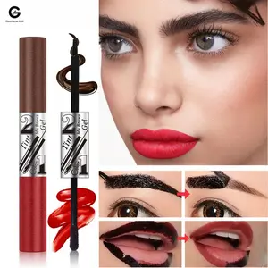 QICIY Dual-End Peel-Off Brow & Lip Tint: Waterproof & Natural, Long-Lasting Defined Color, For Smudge-Proof Wear, Viral 2-in-1 Makeup Kit Gel Gloss Cream Lipgloss Lipstick