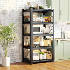 5-Tier 2000LBS Height-Adjustable Extra-Thick Carbon Steel Display Stand, Versatile Storage Rack For Glassware, Sculptures, Collectibles, Toys, Books & Cosmetics | Ideal Curio Cabinet/Bookcase For Game Rooms, Living Rooms, Bedrooms & Home Offices
