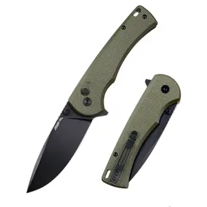 Atlas Industries edc: AI 223 everyday carry folding knife. Button lock, G10 handles, 14c28n steel.