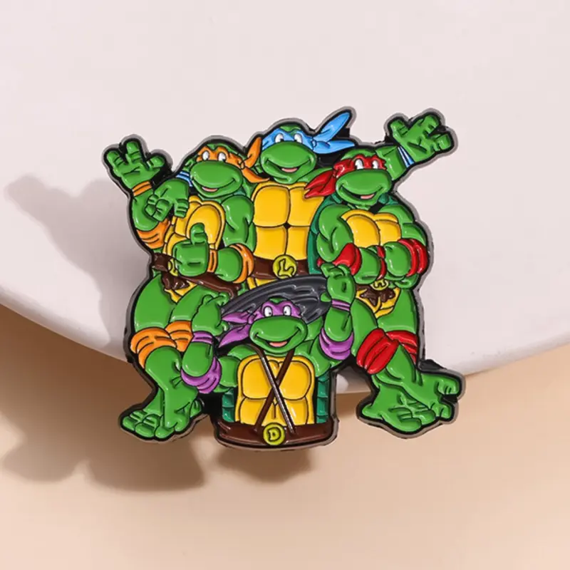 Teenage Mutant Ninja Turtle Classic Badge Lapel Pins, Cartoon Style, Blue Eye Mask Design, Retro Anime Collectible Accessory, Fashion Accessory, Men Accessories, Alloy Brooch Pin