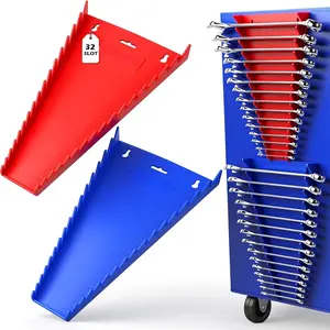 2 Pack Magnetic Wrench Organizer 32 Slot Premium Wrench Rack Holder Tool Trays for Toolbox Drawer Storage SAE 1/4 Inch to 1-1/16 Inch and Metric 6mm to 24mm