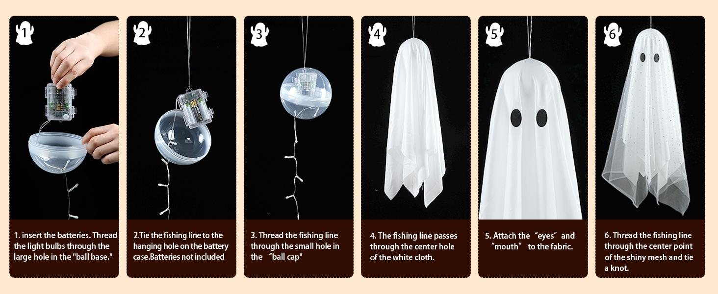 LED Light-Up Swinging Ghost Halloween Decoration with Maple Leaf Garland & Remote Control, Hanging Outdoor Decor for Yd, Porch & Party, Halloween Decorations Outdoor, Party Lighting Decoration