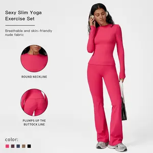 MFVIM Women's Sporty Tracksuit Set - Pink Athletic Wear for Gym & Daily Activities - Round Neckline & Plumps Up Buttoc Line - Breathable Fabric - Comfortable Two-Piece Set