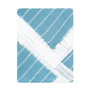 Newborn Baby Knit Blanket, Striped (Ocean Blue)