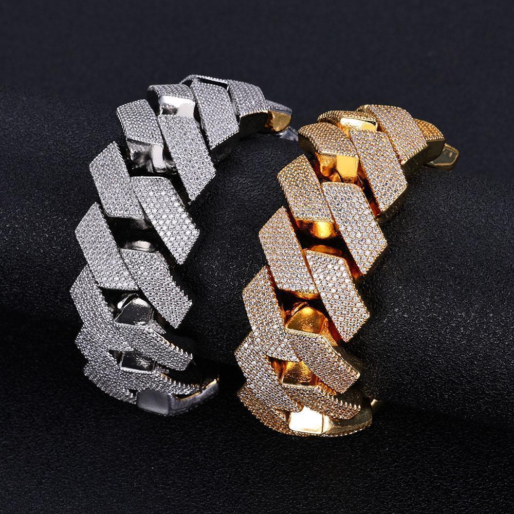 NUOYA 25MM Big heavy Iced Out Bracelet Men Woman Luxury Cz Cuban Link Bracelet Hip Hop Jewelry Drop Shipping ﻿