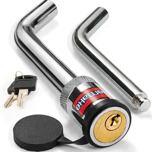 Trailer Hitch Lock, Anti-Rust Brass Core Hitch Pin Lock with 1/2" and 5/8" Dual Pins, Extra Long 3-1/2" Effective Length for Class I-V Receivers (1-1/4", 2", 2-1/2"), 20,000 LBS Towing