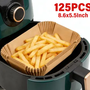 Rectangular Air Fryer Parchment Paper Liners 125PCS 8.6x5.5Inch Fits Most Dual Basket Air Fryers Disposable Convenient Essential Kitchen Gadget for Busy Cooks